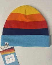 ALDI Gear Beanie Fall 2023 Hat Limited Edition Fleece Lined Multicolor RAINBOW