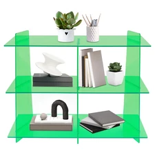 3 Tier Acrylic Bookshelf Bookcase Rack Display Storage Shelves for Small Spaces