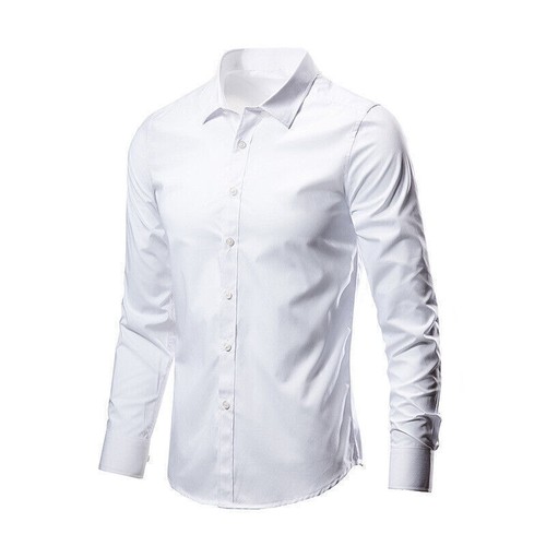 Men Wrinkle-free Formal Long Sleeve Shirts Business Office Dress Shirt Button Up - Picture 13 of 18