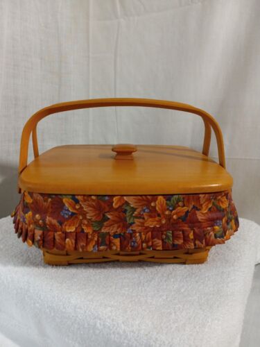 Vintage Lefty Longaberger Basket 1997 Shades Of Autumn Bountiful Harvest W/lid - Picture 3 of 14