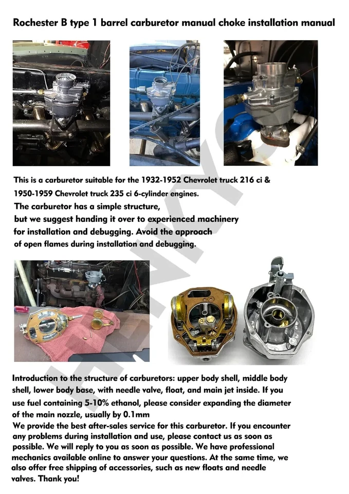 Carburador Rochester B 1 barril 1950-1959 Chevy y GMC 235 ci motor nuevo Foto 3 de 4