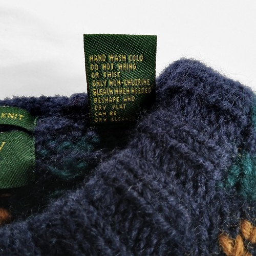 VTG Embassy Row Size XL Blue Yellow Red Southwest Chunky Wool Hand Knit Sweater - Picture 5 of 5
