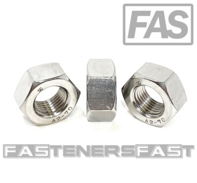(10) M12-1.25 Stainless Steel DIN934 Extra Fine Thread Metric Finished Hex Nut