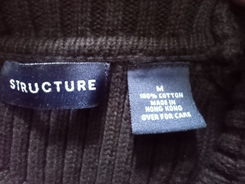 Vintage Y2K 'Structure' Black Ribbed Turtle Neck Sweater (M) 100% Cotton - Picture 5 of 8