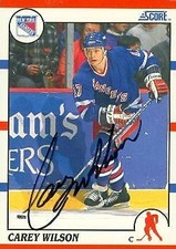 Carey Wilson autographed Hockey Card (New York Rangers) 1990 Score #254