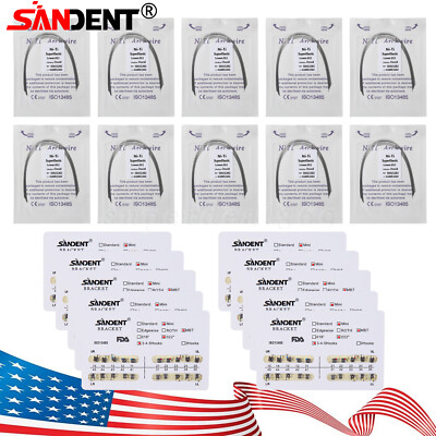 SANDENT Dental Orthodontic Braces Brackets Mini Roth.022 Hook345 / Arch Wire ns