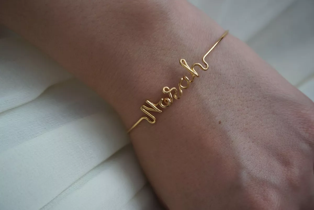 Personalized Wire Name Bracelet Gold Wire Name Bracelet Custom