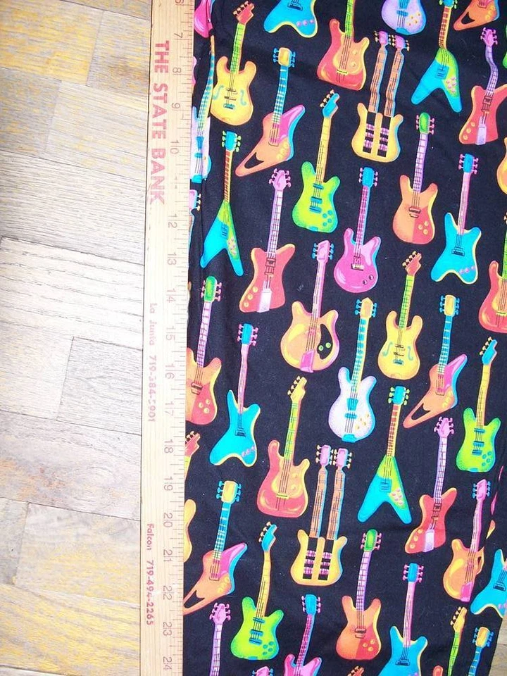 Hand Made 'guitar' scrub pants, SM, SUPER cute! - Image 3 of 4