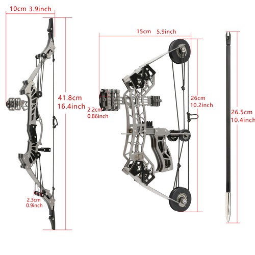10" 16" Mini Compound Bow Kit Arrows Target Shooting Archery Gift Pocket Bow - Picture 4 of 19