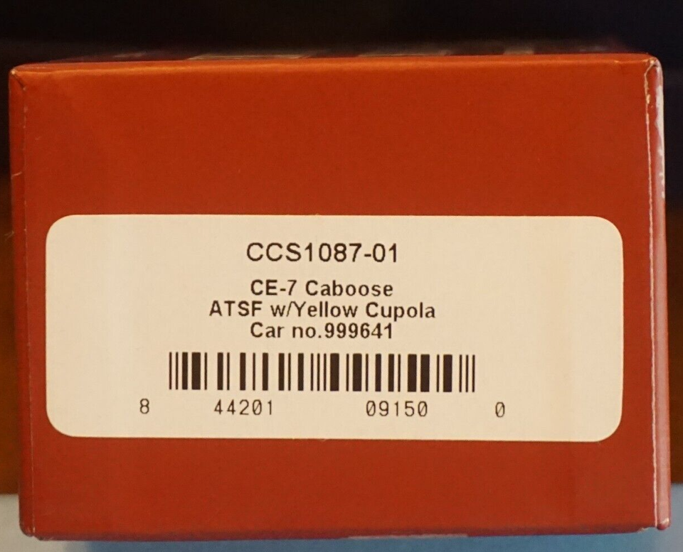 Super HO CENTRALIA Car Shops ATSF CE7 CABOOSE W/ Yellow CUPOLA