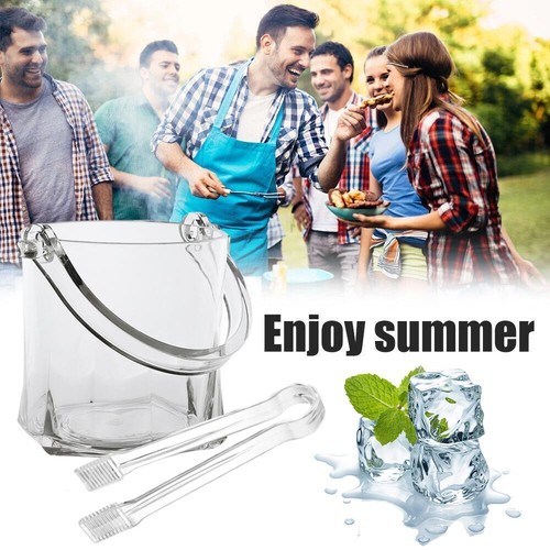 Cubo de hielo acrílico cubo de vino transparente con pinzas - contenedor de hielo bebida Tu Y1B5 - Imagen 5 de 11