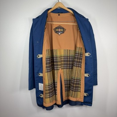 Cortefiel Men's Vintage 70s Blue Trench Coat With Removable Liner Size 42 Large