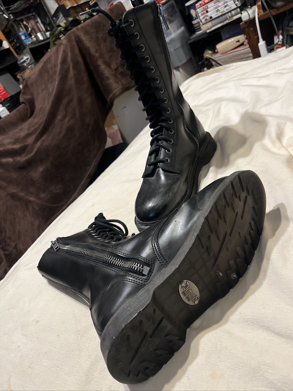 's Unisex Punk Biker Buckles Calf Ankle Boots Men Sz 10