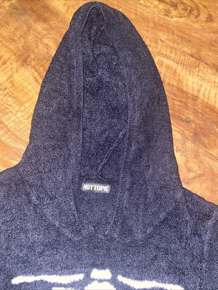 HOT TOPIC Negro Vellón Esqueleto Huesos Sudadera con Capucha Jersey Largo Med Top Foto 4 de 4
