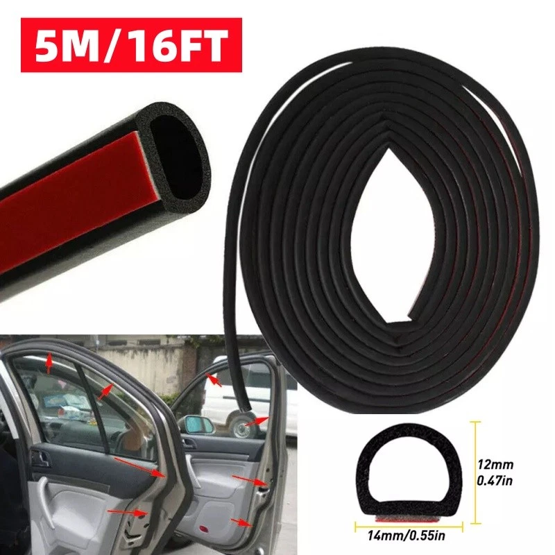 16Ft D-Shape Car Rubber Seal Strip Weather Stripping for Door Hood Trunk Window - Image 3 of 4