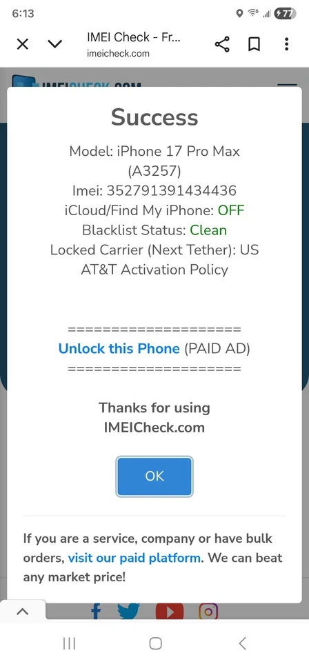 iPhone 17 Pro Max (AT&T Locked) *Brand New* - Image 3 of 4