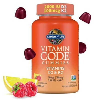 Garden of Life Vitamin Code D3 & K2 Gummies 45 Count (Pack 1), No Color 
