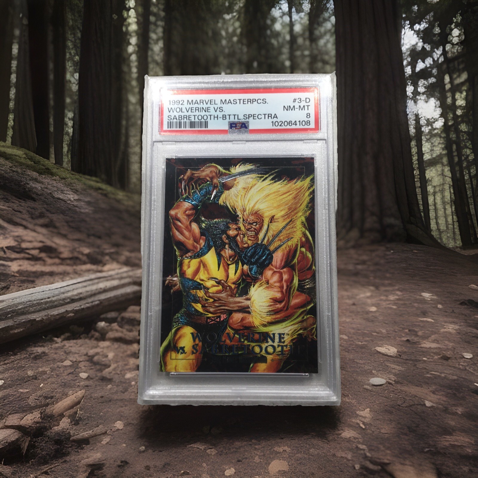 1992 Marvel Masterpieces Battle Spectra #3-D Wolverine Vs. Sabretooth Psa 8