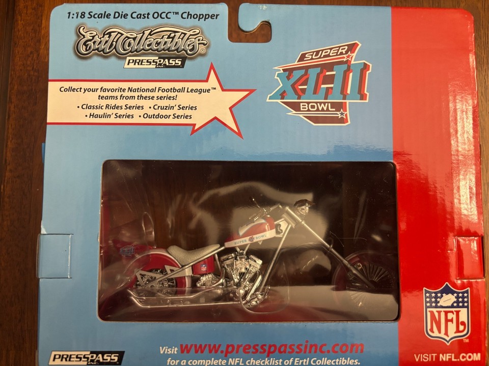 NFL Superbowl XLII 1:18 Die Cast OCC Chopper Motorcycle ERTL ...