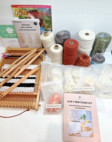 LOT of 17. Macrame Kits & Loom.Beginners Books/Jute Wood Macrame Kit Multicolor