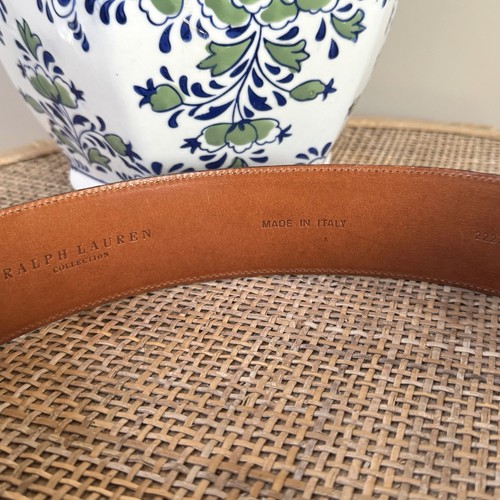 Ralph Lauren Collection Brown Alligator Leather Belt Silver Double Ring Sz Small - Picture 5 of 13