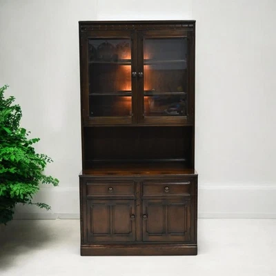 Ercol Mural Display Cabinet Wall Unit Solid Elm Dark Finish FREE UK Delivery - Image 1 of 4