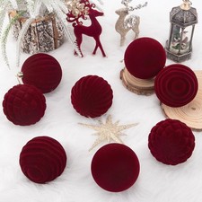 16 Pcs Velvet Christmas Ornaments Set, 3.15 Inch