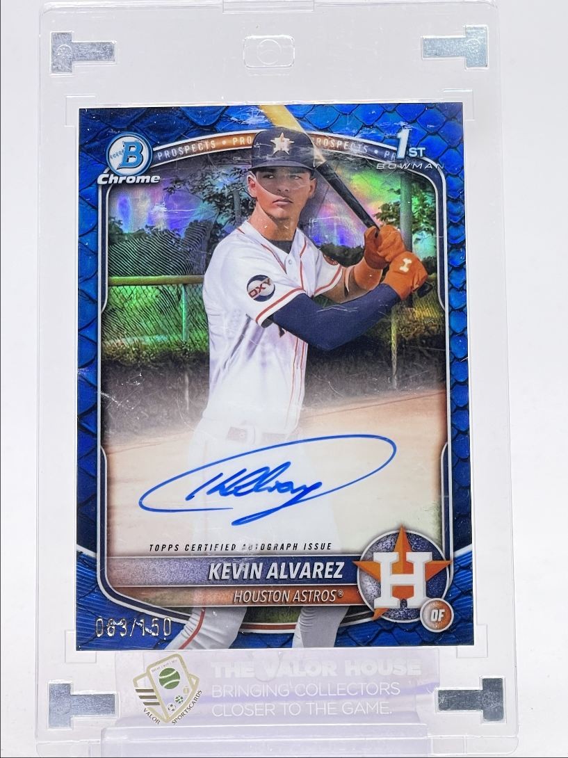 KEVIN ALVAREZ 2025 BOWMAN CHROME 1ST BLUE REPTILIAN AUTO /150 Q1739