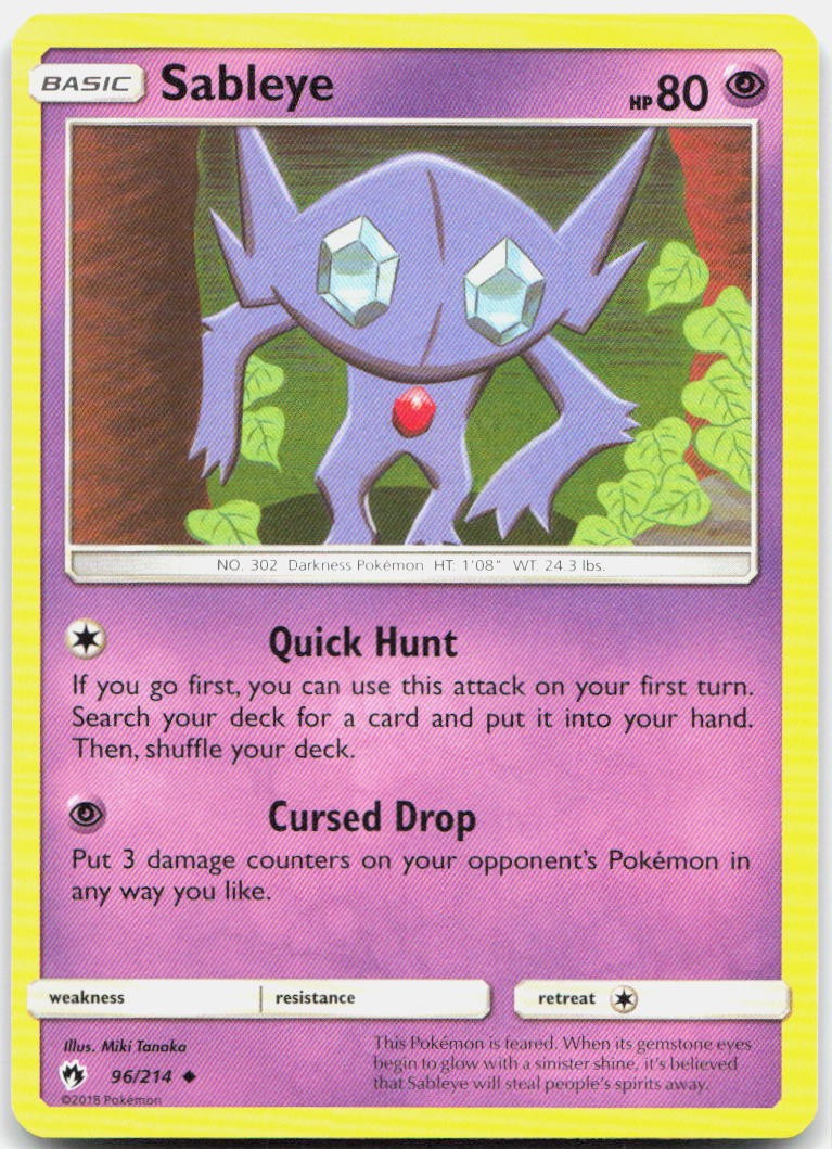 Sableye 96/214 Uncommon Lost Thunder Pokemon LP