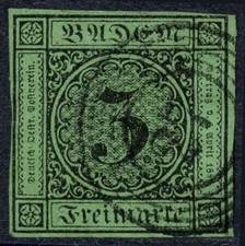 Baden Nr. 6 gestempelt Nummernstempel 27 (Donaueschingen) 678
