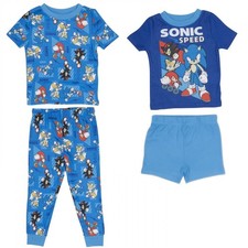 Sonic 885098-toddler2t Hedgehog Speed Toddlers Pajama Set - Toddler 2T - 4 Piece
