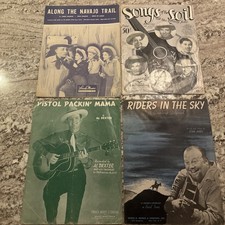 Vintage Lot of 3 + Cover - Cowboy, Western, Hillbilly, Sheet Music Roy Rogers