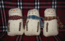 Extreme Primitive Snowmen Set of 3- ornie/tuck/bowl fillers--VERY PRIMITIVE