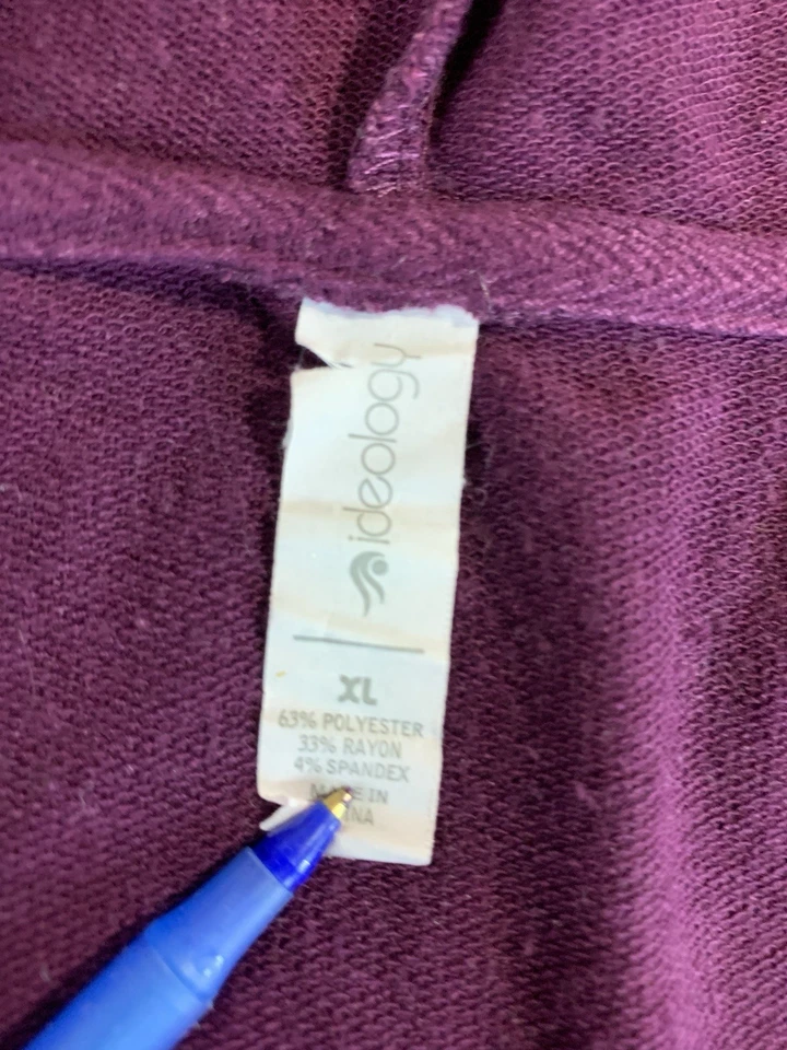 Ideology Hoodie Women's XL Purple Stretch Raglan Sleeve Performance Activewear - Image 3 of 4