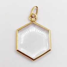Ciondolo porta foto antico oro 18k esagonale (circa 1900)