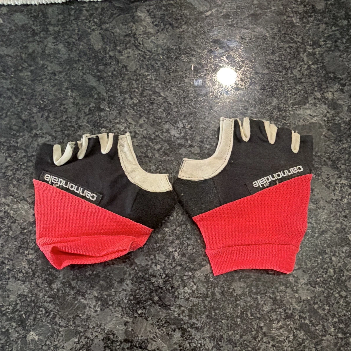 Cannondale Cycling Gloves Fingerless Colorblock Red/Black/White Logo Slip-On