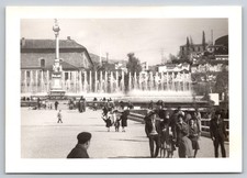 Vintage Photo Granada Spain Plaza Fountain Monument Crowd Street Scene 1960s