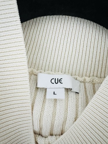 Cue Balloon Sleeve Turtle Neck Ribbed Cream Elevated Winter Knit Size L - Picture 9 of 10