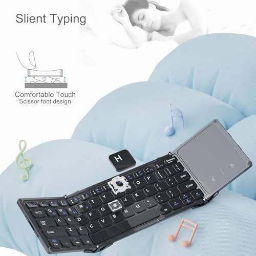 Foldable Bluetooth Keyboard with Full-Size Touchpad,Portable Wireless Ultra - Picture 7 of 7