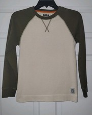 Boys Bass Outdoor Cream and Hunter Green Thermal L/S Shirt M Medium (10 - 12) 