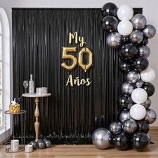 Thick 10x10ft Black Sequin Backdrop Curtain Parties Glitter Photo 2 Panels