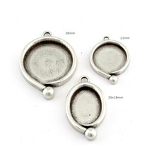 Bezel style Round Oval Pendant Charms, Blank Bezel Resin Casting Blanks,5620