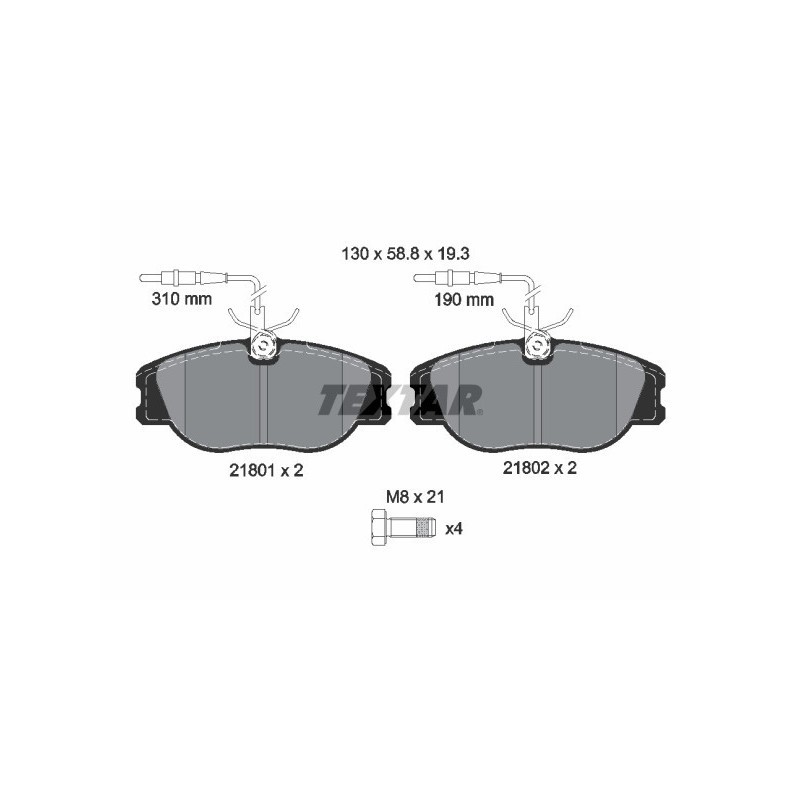 TEXTAR 2180101 Brake Pads Set Front for Expert JUMPY Scudo 806 Evasion Ulysse Ze