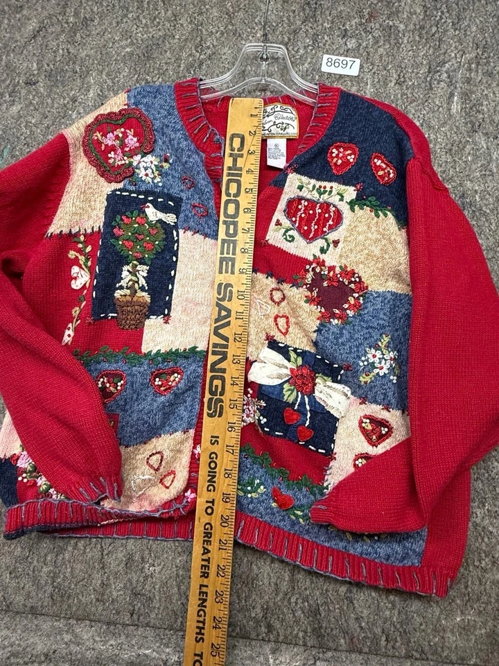 Vintage Heirloom Collectibles Sweater Cardigan Christmas Holiday Size XL - Image 4 of 4