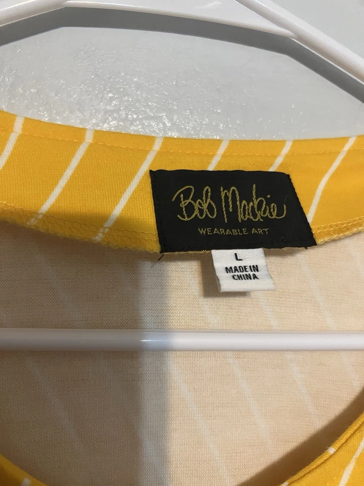 Bob Mackie Mujer Chaqueta Talla L Usable Arte Floral Amarillo Rayas Camisa Chaqueta Cremallera Foto 2 de 4