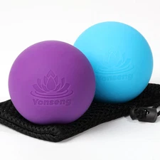 2 Pack Yoga Massage Balls for Myofascial Release Deep Tissue Therapy Blue Purple