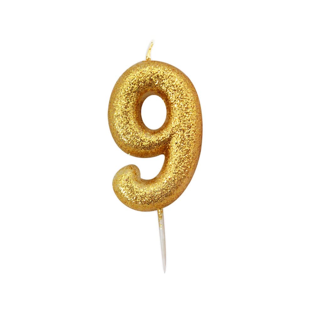 Свеча с металлическим золотым блеском Anniversary House, номер 9, украшение торта на 9-й день рождения