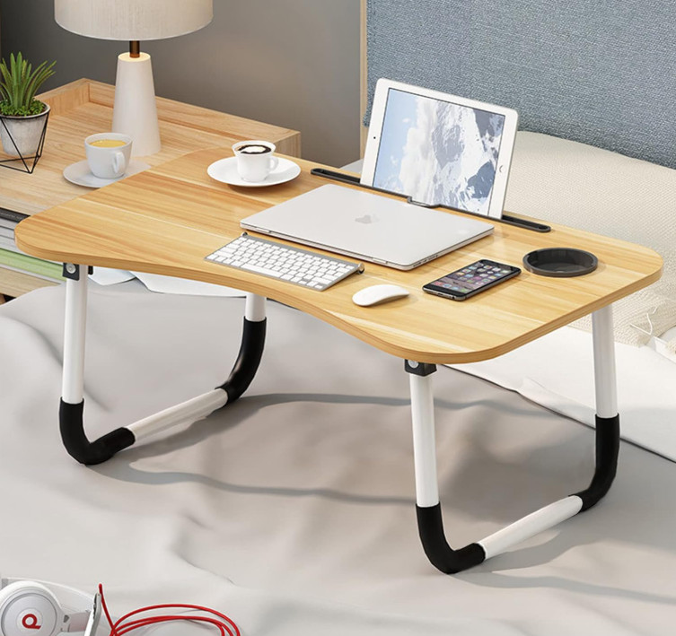Lap Desk,Portable Laptop Desk Foldable Bed Table with Phone Stand and Cup Holder