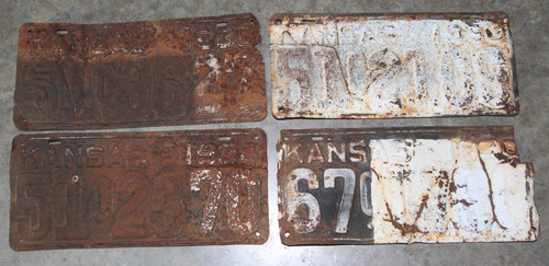 Group of 4 1930 Kansas License Plates, Harper & Barber Counties
