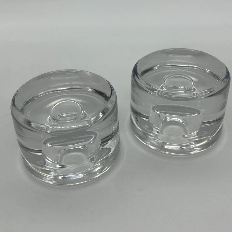 Candelabro grande de cristal Orrefors pesado par firmado 500 g cada 7 cm Foto 3 de 4